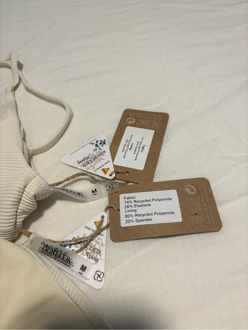 Berlook Cream Ribbed Bikini Set - Picture 2 of 4